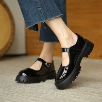 Genuine Leather Mary Treasures Shoes 2021 Spring new thick Bottom Inn Wind Day department jk with small leather shoes single shoes female summer