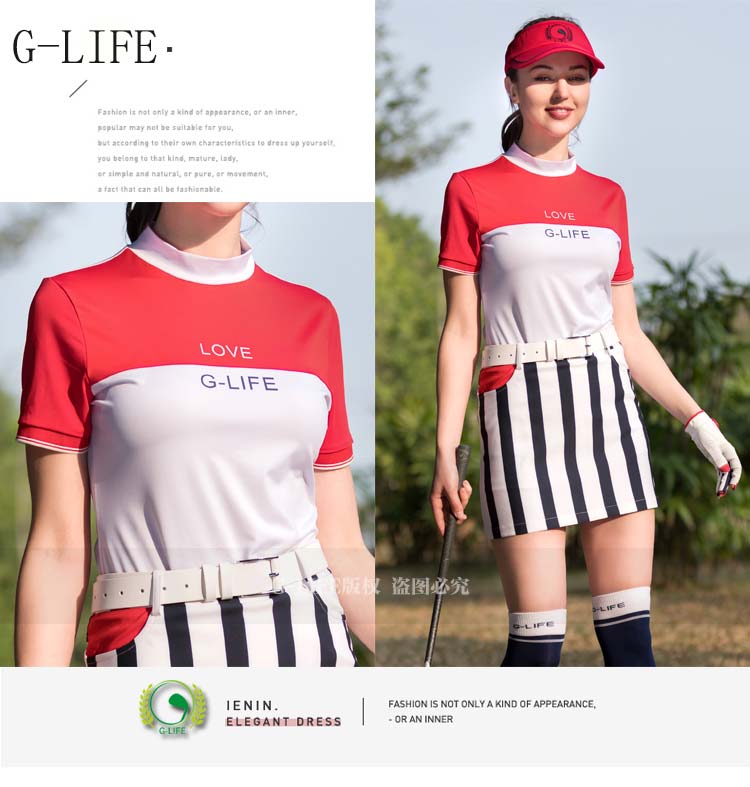 2018夏季g-life新品高尔夫球服装女装衣服女套装时尚短袖上衣裙子