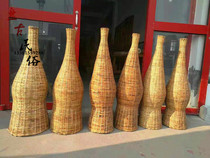 Nostalgic Reed seats fish baskets old shrimp baskets creative Japanese antique chandelier lampshade folk culture display objects