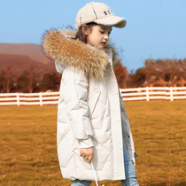 Ocean-gas CUHK Scout 2021 Winter in the middle of a large fur collar Warm Jacket Girl Child Special Thick Black Down Clothing