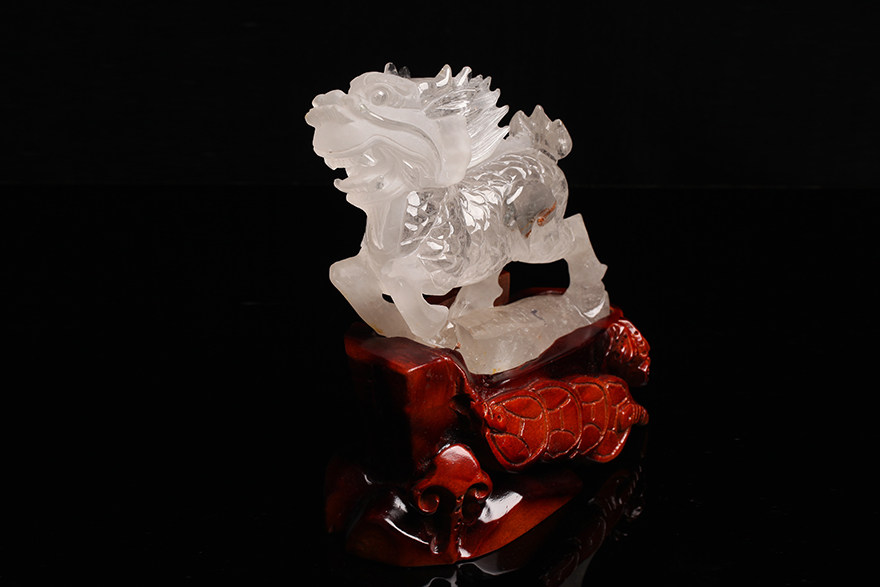 143kg天然极品白水晶摆件麒麟雕工极佳造型少见收藏款