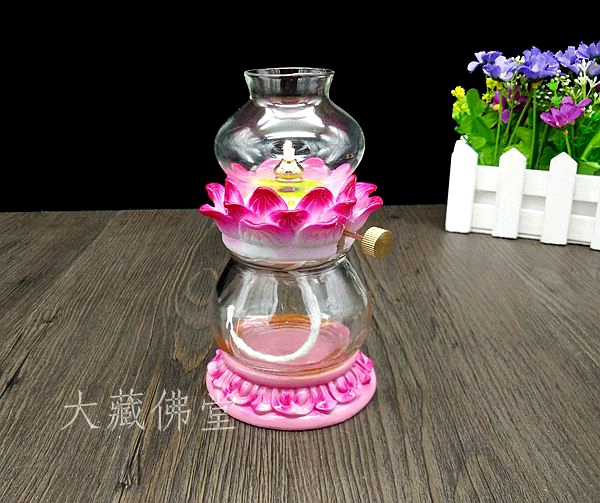 Windproof lotus lamp holder ceramic glass adjustable liquid ghee lamp home supply lamp long light household environmental protection oil lamp