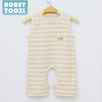 Newborn baby cotton baby one-piece single-breasted sleeveless climbing suit jacket 0-12 months summer style