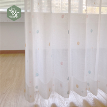 Curtain warehouse Japanese design gauze color bubble cute childrens room embroidery window screen memory stereotype