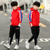 Childrens clothing Boys autumn suit 2019 new boys middle and large childrens Korean version of the spring foreign style sports two-piece set tide