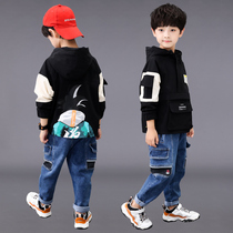 Childrens clothing boys autumn coat 2020 new middle and large boys spring and autumn Korean version handsome casual sweater tide