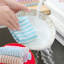 Fine fiber colored striped cloth kitchen household cleaning non-stick dishcloth absorbent scouring cloth to wipe tablecloth