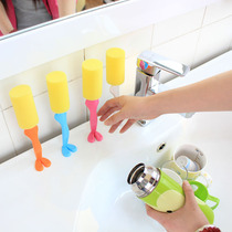 Cartoon Humanoid Long Handle Wash Cup Brush Insulation Cup Sponge Cleansing Cup Brushed Clean Glass Cup Brush Bottle Brushed Milk Bottle Brush