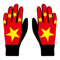 Original red five-star winter outdoor sports long finger thick plus velvet warm wind full finger bicycle riding gloves