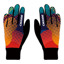 Colorful orange men and women new autumn and winter thickened velvet wind and warm long finger bicycle sports all finger riding gloves