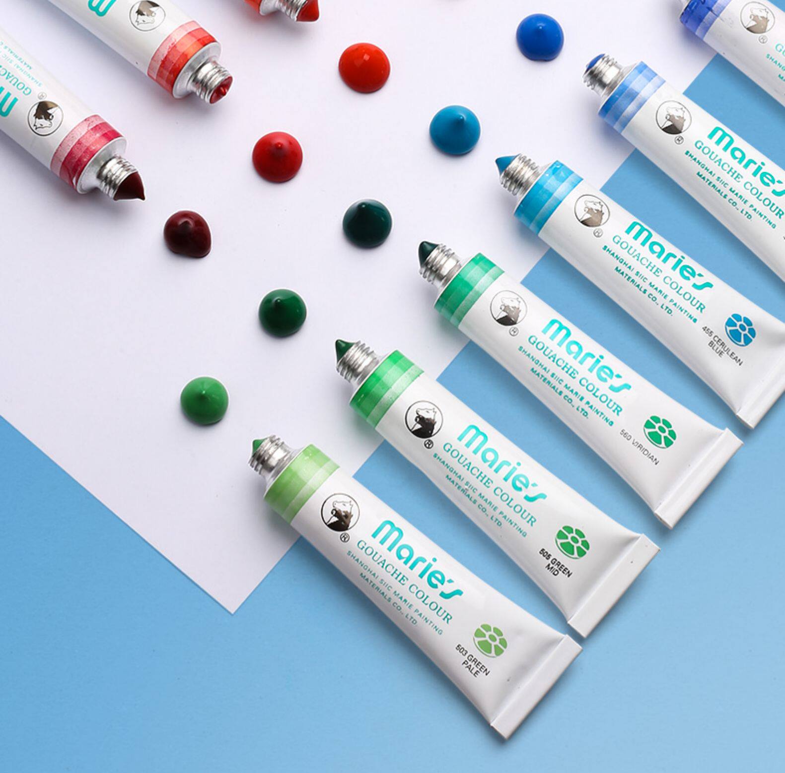 马利牌水彩水粉画颜料套装初学者工具儿童24色幼儿园小学生用马丽