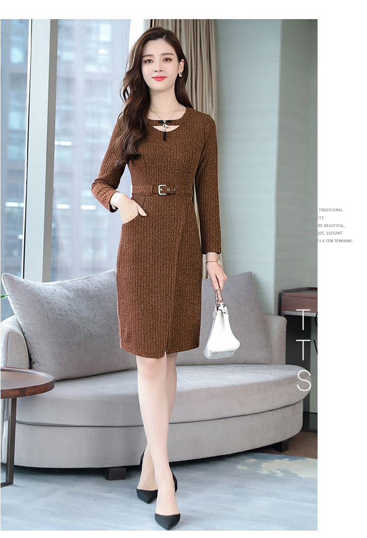 实拍 视频针织连衣裙秋女新款时尚修身长袖中长款气质小香风裙潮