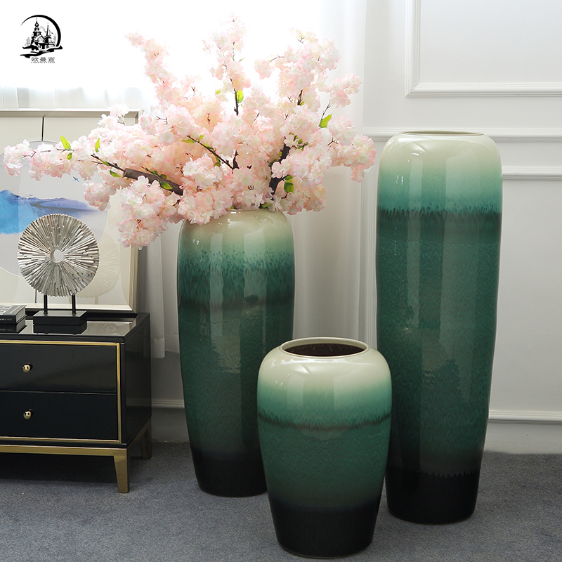 Jingdezhen large vase landed furnishing articles Europe type restoring ancient ways is the sitting room decoration flower, dried flower ceramic soft decoration