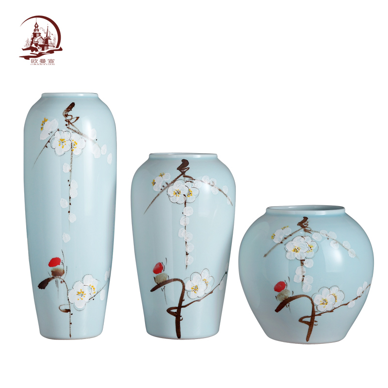 Jingdezhen ceramic vase furnishing articles creative new Chinese style living room TV ark, flower arranging flowers, table decorations