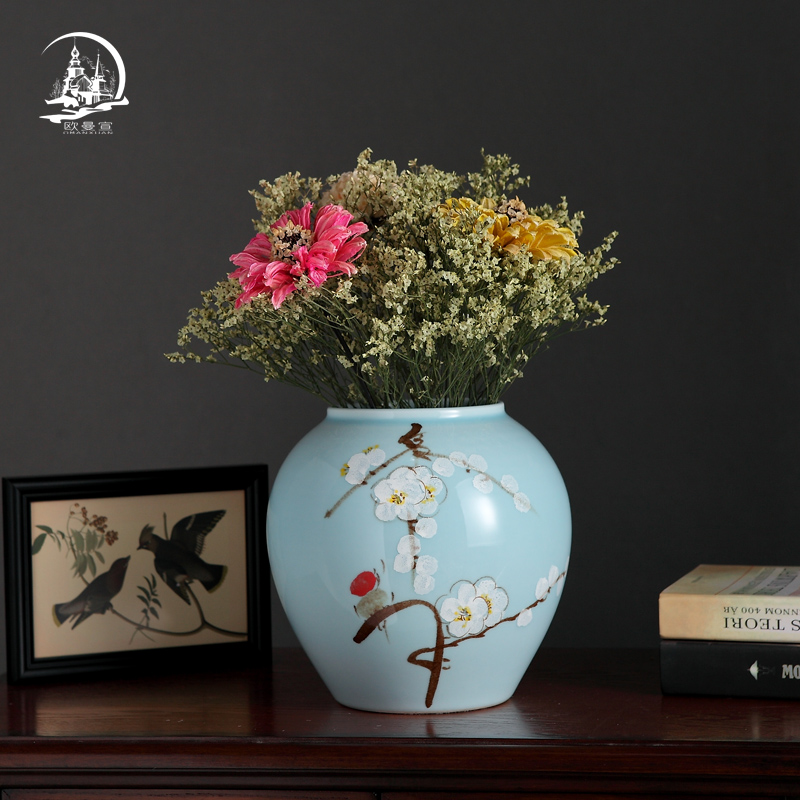 Jingdezhen ceramic vase furnishing articles creative new Chinese style living room TV ark, flower arranging flowers, table decorations