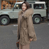 Winter fairy cotton coat womens long Korean version loose quilted jacket waist cotton clothes ins tide Parker clothes plus velvet jacket