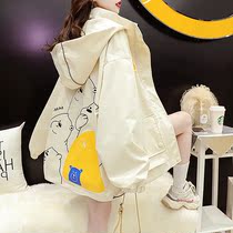 200 catty dresses for women in spring and autumn fat mm mid-length Korean version loose blouses casual sports Even hat cardiovert jacket