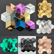 Hexagon Bump TV Background Wall Metal Mirror Wall Sticker Diamond Stainless Steel Decoration Bar Modern Restaurant Bathroom