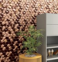 Bevel small hexagonal mosaic tile light gold metal wall stickers restaurant bathroom porch mosaic background wall