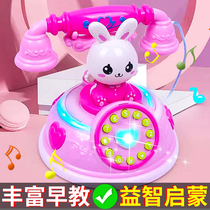 Childrens retro cartoon motor early teaching intelligence storyMode simulation phone telephone lighting music toy girl
