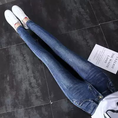 Jeans women 2021 new spring and autumn women's trousers high waist stretch Korean version of tight small feet pencil pants tide