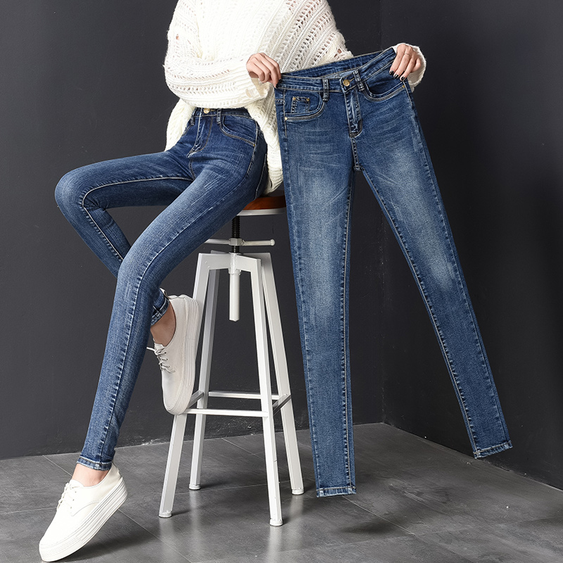 Jeans women's slim high waist spring and autumn 2021 new thin plus size fat mm tight little feet pencil pants