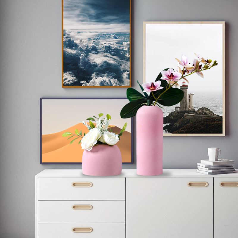 Nordic light and decoration vase dried flowers, flower arranging pink sitting room adornment table modern style of TV ark, ceramic furnishing articles