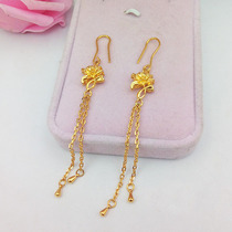 Japan-ROK Shaking earthen line female long section 100 lap 24k gilded earthen anti-allergy cute peach heart ear pendant for a long time not to fall