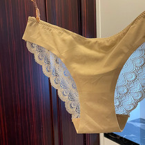 Simple solid color seamless lace womens underwear low waist womens simple and comfortable bottoms white skin tone quick-drying