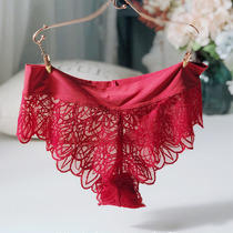 Shot 2 new lace underwear sexy semi-transparent low waist cotton crotch triangle underpants unscented solid color ultra-thin