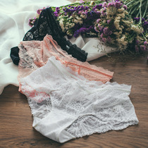 Take 2 ultra-thin full lace bottoms sexy semi-transparent European and American low waist cotton crotch triangle underwear size women