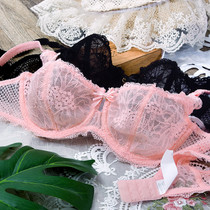 Outer single summer ultra-thin lace solid color underwear breathable soft cup with steel ring shape comfortable bra female big chest small