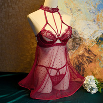 Peach neon dress ring neck semi-curved support dew point sexy nightgown lace suspenders with steel ring ultra-thin hollow strap pants