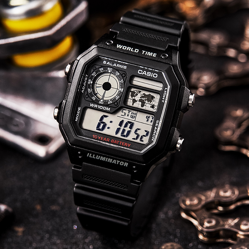 hongkong direct mail casio watch men and women bla gold sports waterproof electronic watch aeq-110w-1a
