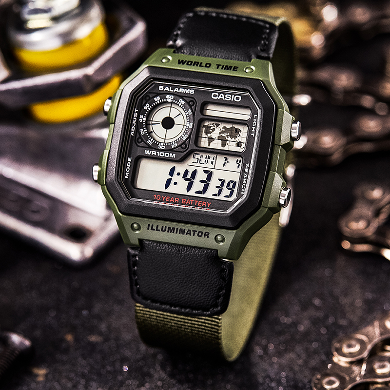 hongkong direct mail casio watch men and women bla gold sports waterproof electronic watch aeq-110w-1a