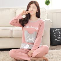 Girls long-sleeved pajamas winter and autumn pullover cotton middle school girls junior high school students home clothing set