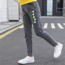 Girls foreign-style elastic jeans spring and autumn models 2020 new Korean version of the childrens fashion long pants childrens autumn