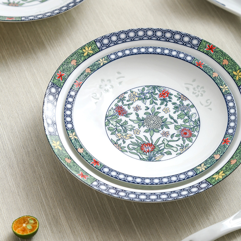 The dishes suit in The The qing dynasty royal with 28 head on colored enamel porcelain glaze and exquisite tableware suit light bright spring