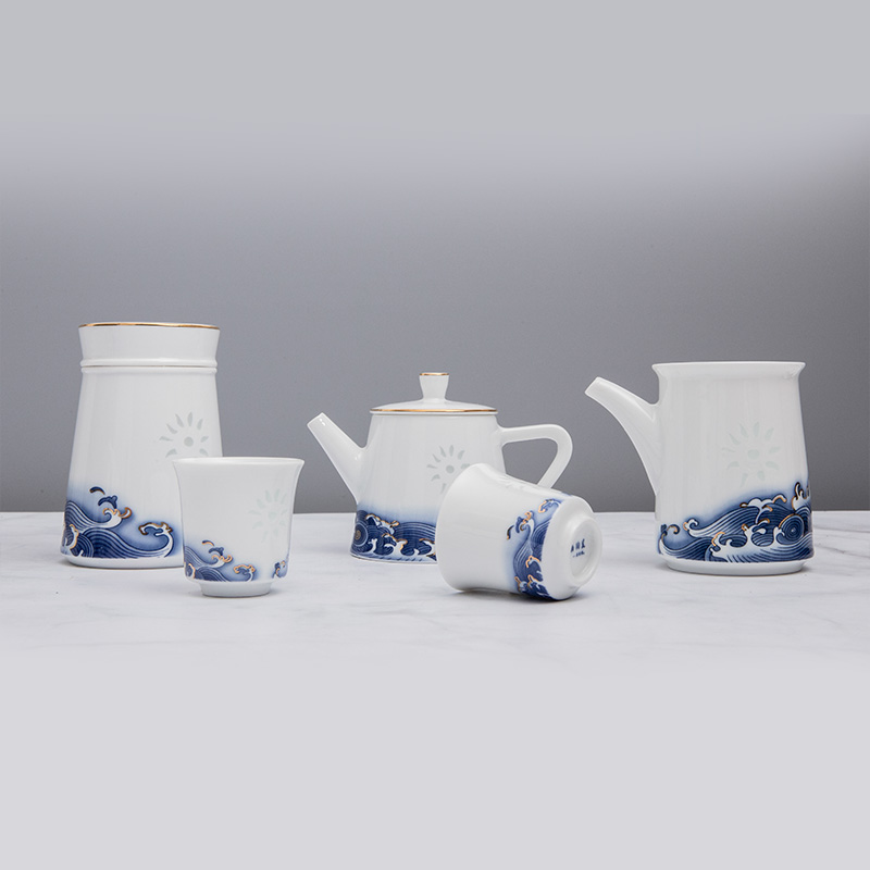 Jade BaiQing flowers and exquisite porcelain of jingdezhen porcelain kung fu tea cups ceramic tea set Chinese fortuna 's legacy