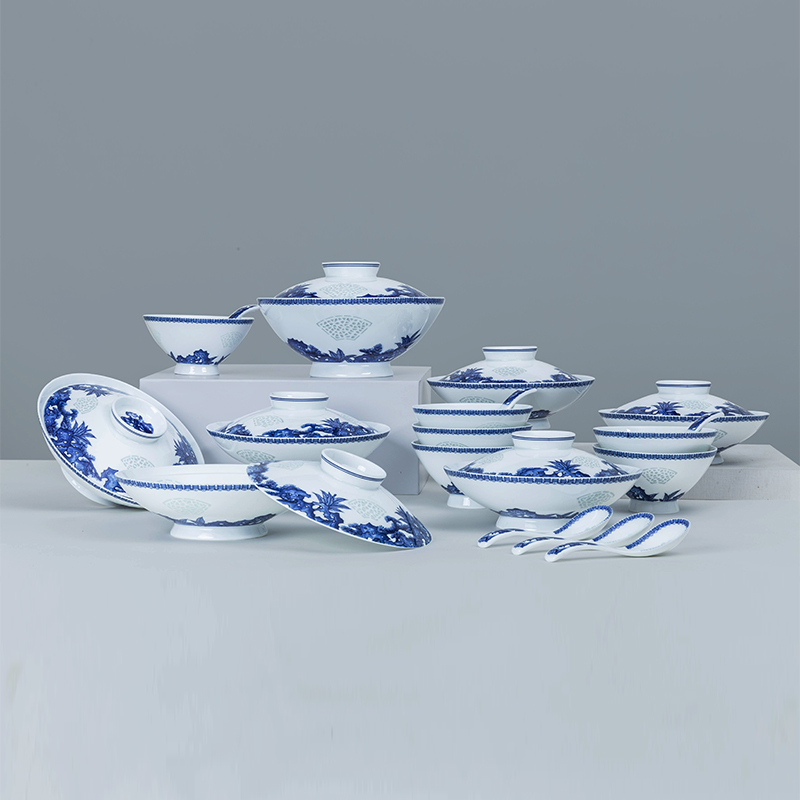 Jade BaiLingLong jingdezhen ceramic bowl set home dishes Chinese dishes contracted plate opening the window