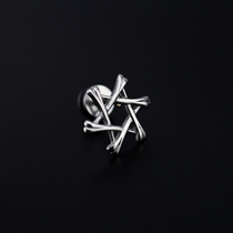 shinma European and American punk retro earth cool Jewish hexagram titanium steel earrings earrings pierced piercing