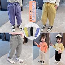 Girls  health pants spring 2021 new childrens sports multi-color long pants for men and women Korean version of the outer wear pants spring