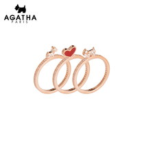 AGATHA 925 silver red love dog stacked fashion simple temperament ring female gift new trend