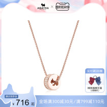 AGATHA 925 silver round puppy simple temperament choker best friend couple gift