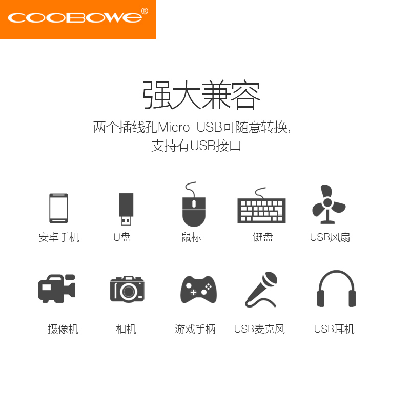 COOBOWE 安卓手机OTG数据线micro usb平板转换器u盘连接线转接头产品展示图3