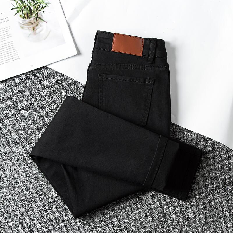 2021 spring new black denim cigarette tube pants women's nine-point pants Korean slim thin high-waisted pants net red pants
