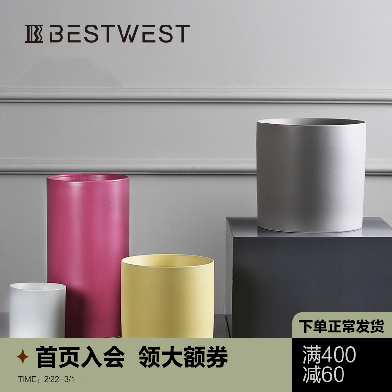 BEST WEST cylindrical color ceramic vase flower arranging dried flower vases, I and contracted home furnishing articles in the living room