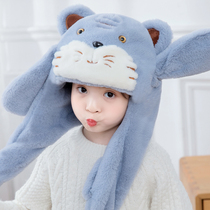 Shake-in-the-same will move childrens hat winter warm scarves with a velvet thickened boy girl baby hat