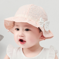 Baby hat spring and autumn thin cute super cute baby girl princess fisherman hat young children basin hat summer breathable sunscreen