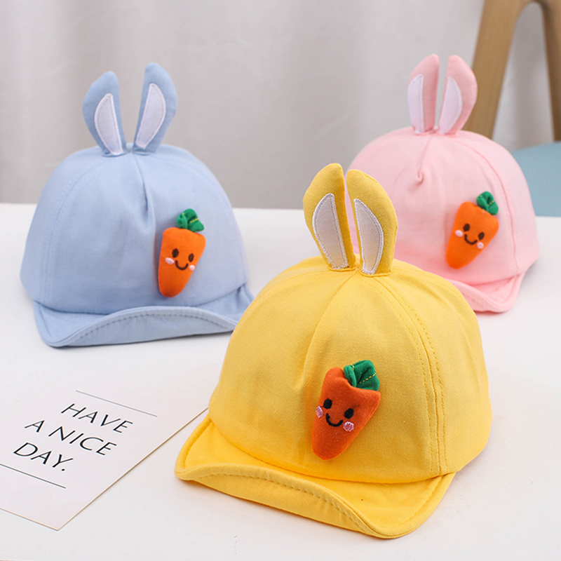 Baby hat Spring and autumn thin section Male baby soft brim Duck Tongue Cap Pure Cotton Cute Super Cute Rabbit Baseball Cap Summer Sunscreen